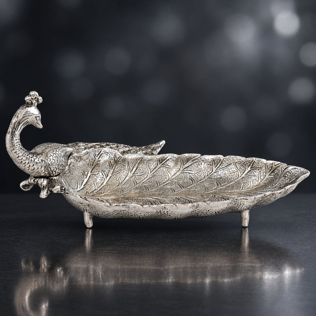 Aluminium Showpiece Peacock Plate - 12*7*5.5 Inch (AS508 S)