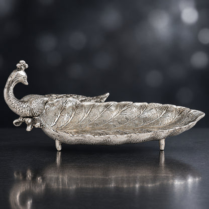 Aluminium Showpiece Peacock Plate - 12*7*5.5 Inch (AS508 S)