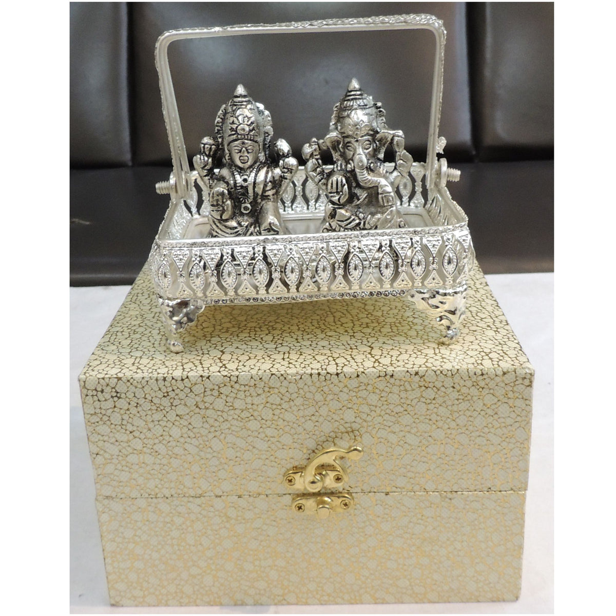 Aluminium Showpiece Laxmi Ganesh - 5*5*4 Inch (AS514 S)