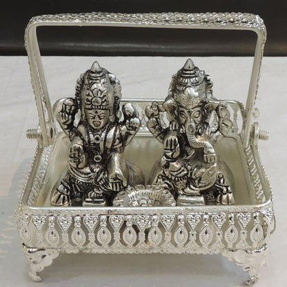 Aluminium Showpiece Laxmi Ganesh - 5*5*4 Inch (AS514 S)