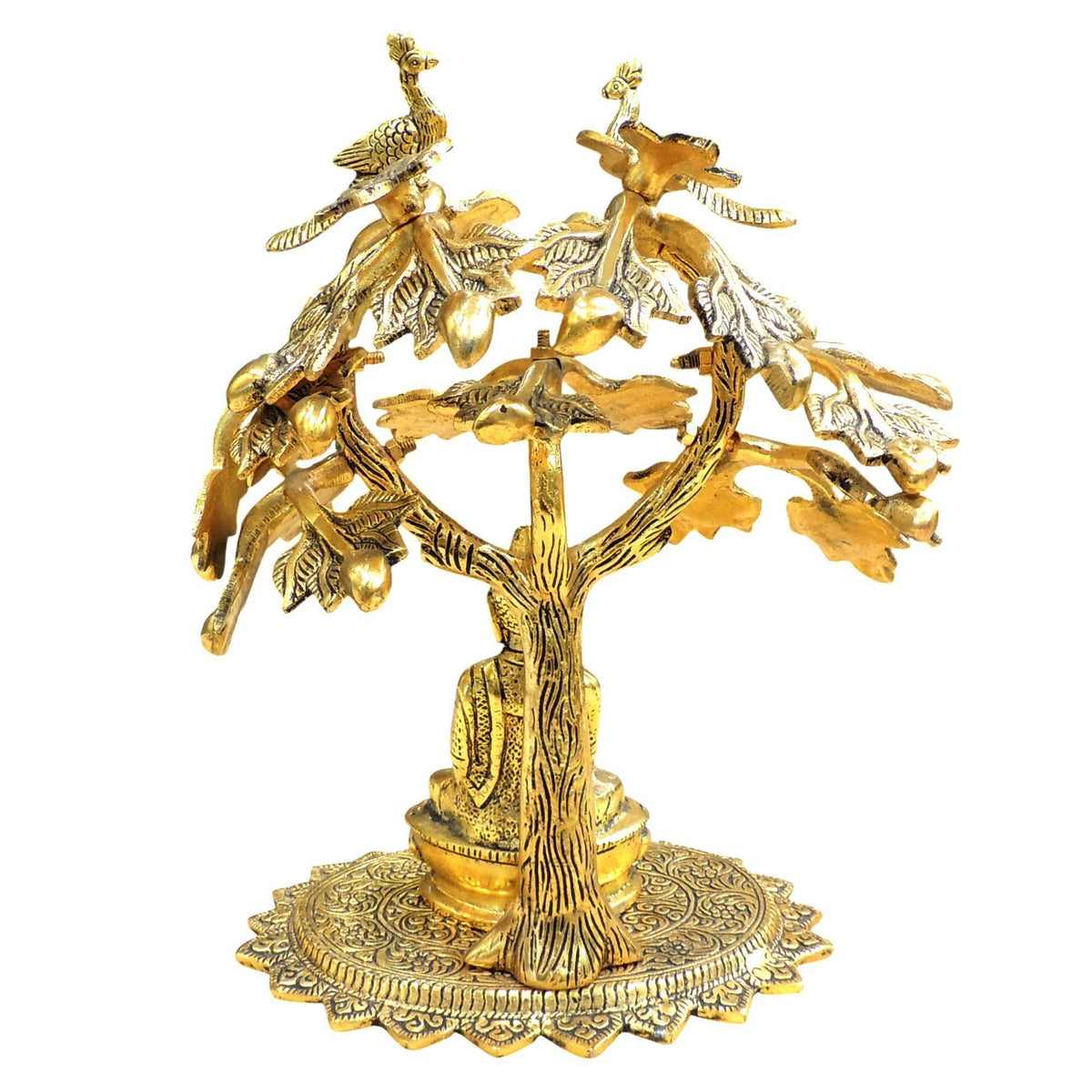 Aluminium Showpiece Buddha Under Tree Statue - 9.5*9*13 Inch (AS524 C)