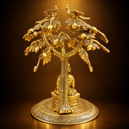 Aluminium Showpiece Buddha Under Tree Statue - 11*10*14 Inch (AS524 E)