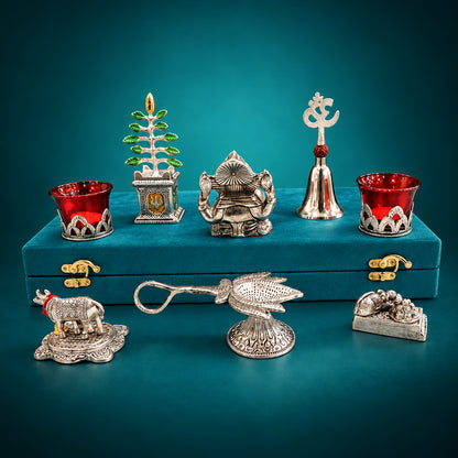 Aluminium Showpiece Ganesh Ji With Tulsi Tree Gift Set (AS530 G)