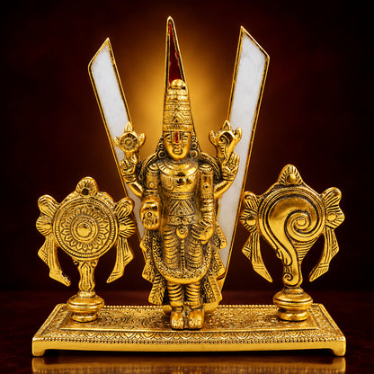 Aluminium Showpiece Tirupati Balaji Statue - 7.5*2.5*8.1 Inch (AS533 G)