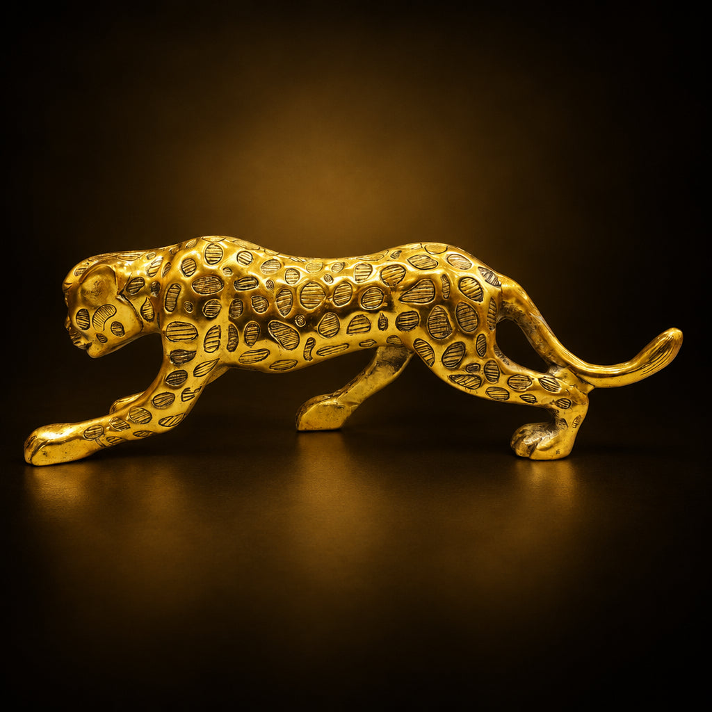 Aluminium Showpiece Leopard Statue - 21*3*7.5 Inch (AS535 F)