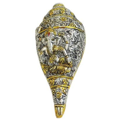 Aluminium Showpiece Shank Ganesh Statue - 9*4*4 Inch (AS536 T)