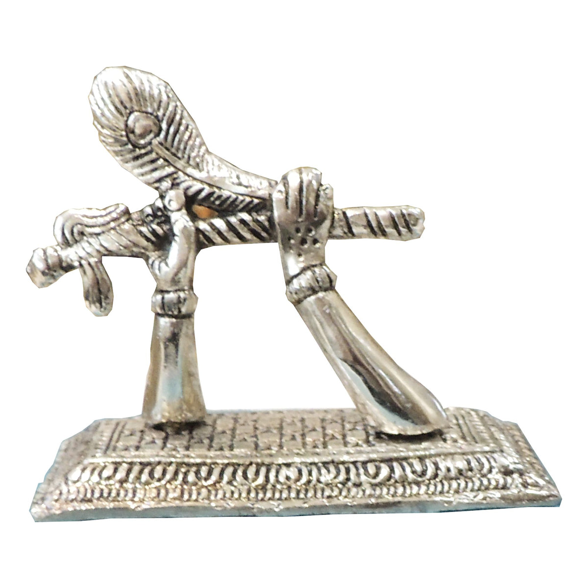 Aluminium Hand Holding Flute Showpiece - Decorative Krishna Art Statue - 4.5*2.2*4 Inch (AS543 S)