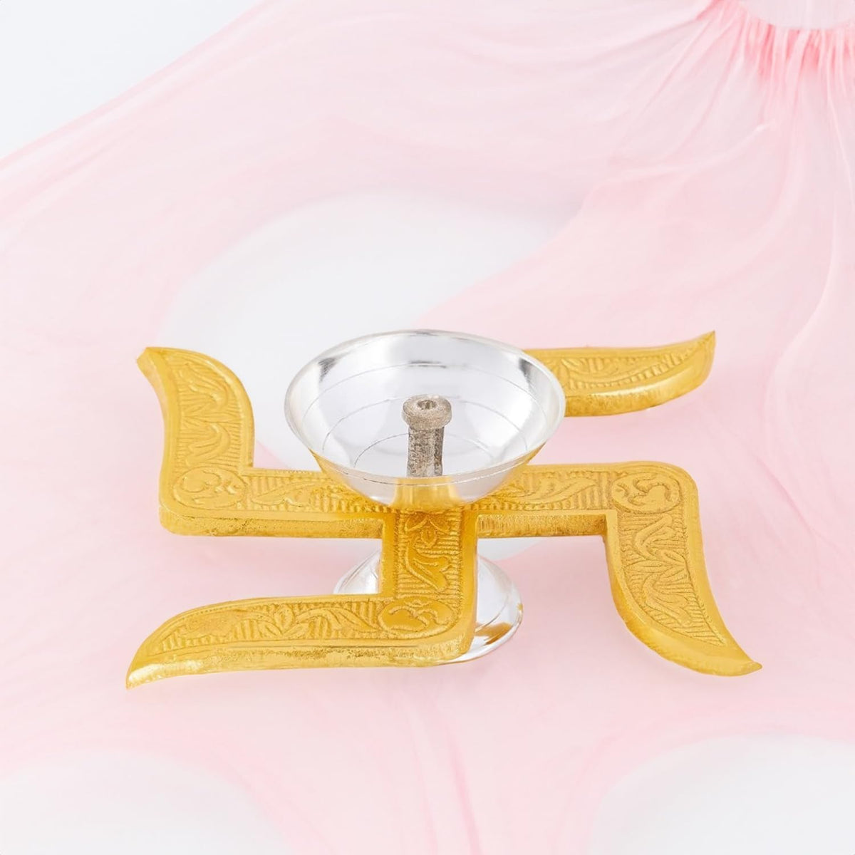 Brass Table Decor Swastic Deepak 4*4*2 Inch (B299 E)