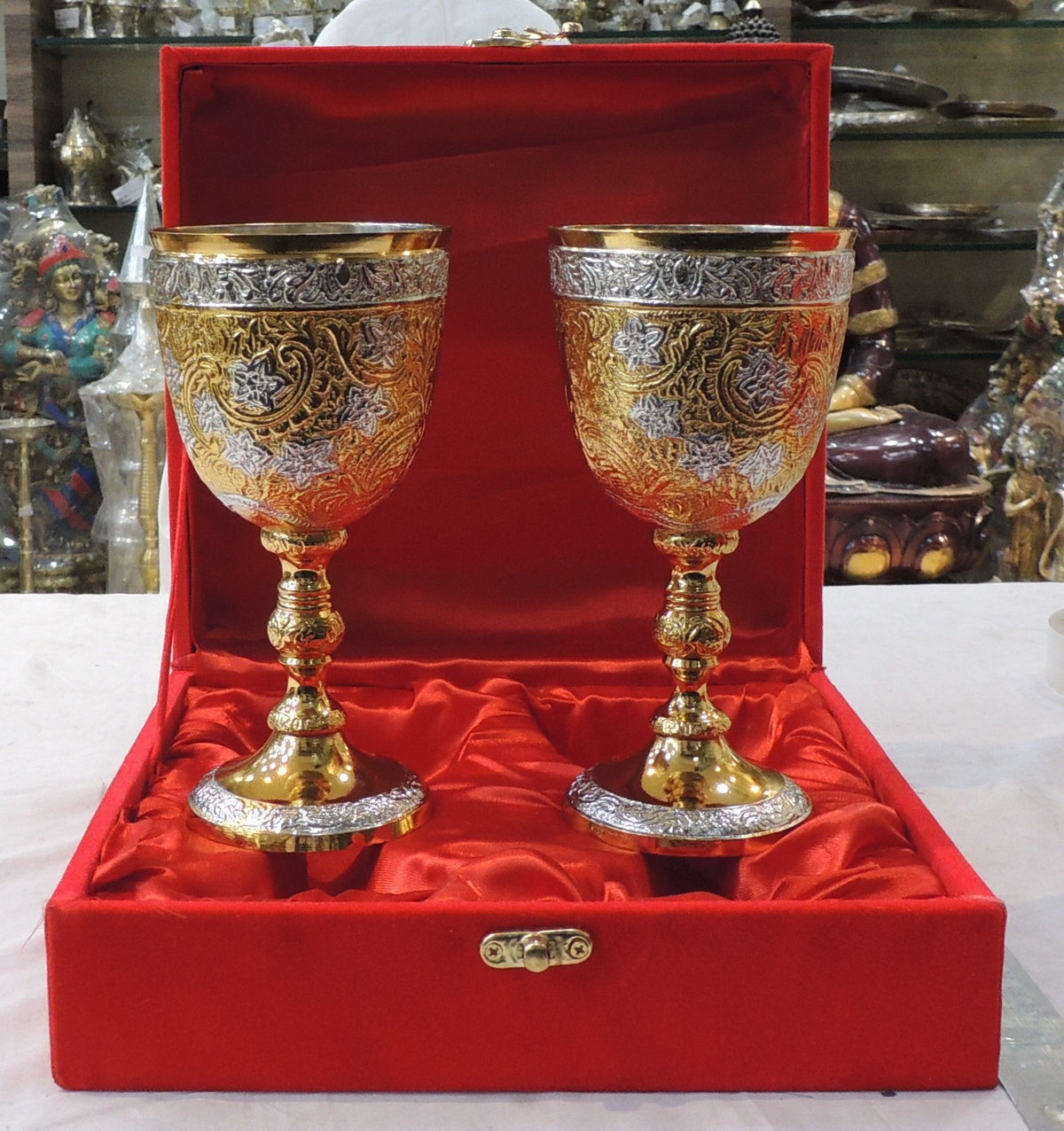 Brass Decorative Glass Diwali Gifting Item (B305 A)