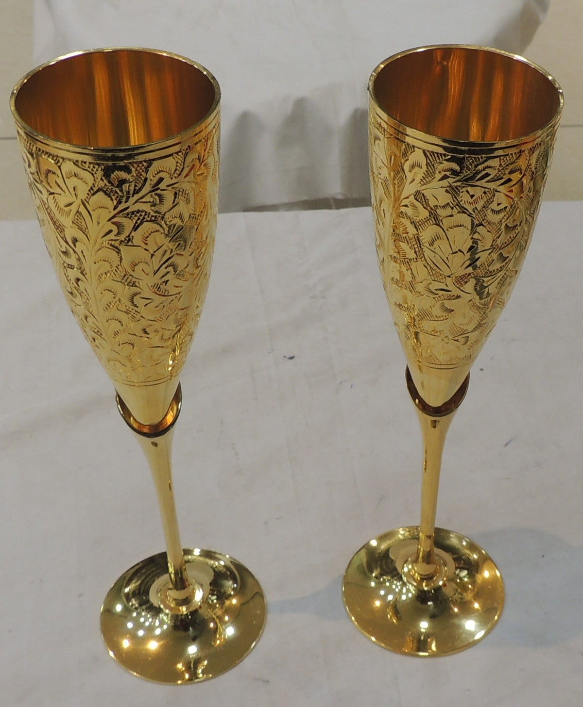 Brass Decorative Glass Set Diwali Gifting Item - 2.6*2.6*9.5 Inch (B306 B)