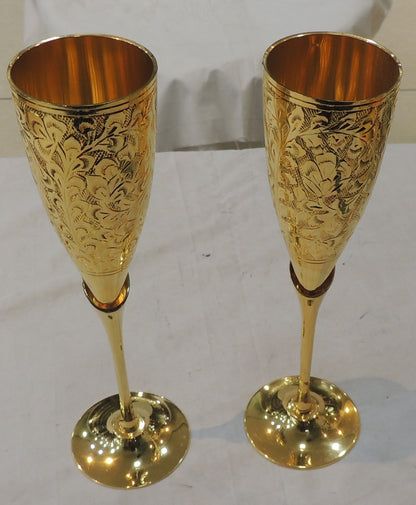 Brass Decorative Glass Set Diwali Gifting Item - 2.6*2.6*9.5 Inch (B306 B)