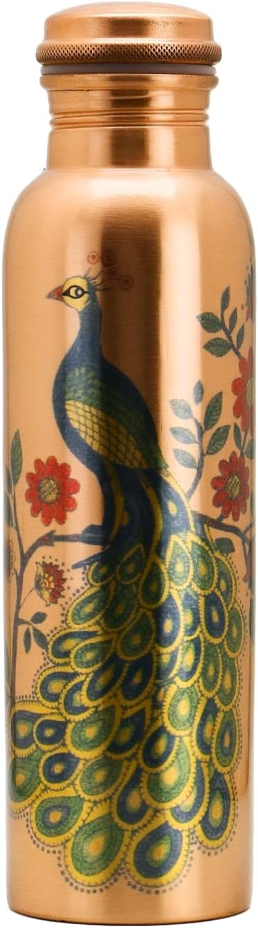 Pure Copper Drinking Water Bottle  - 2.5*2.5*10.3 Inch, 900 ML (BC079 P)