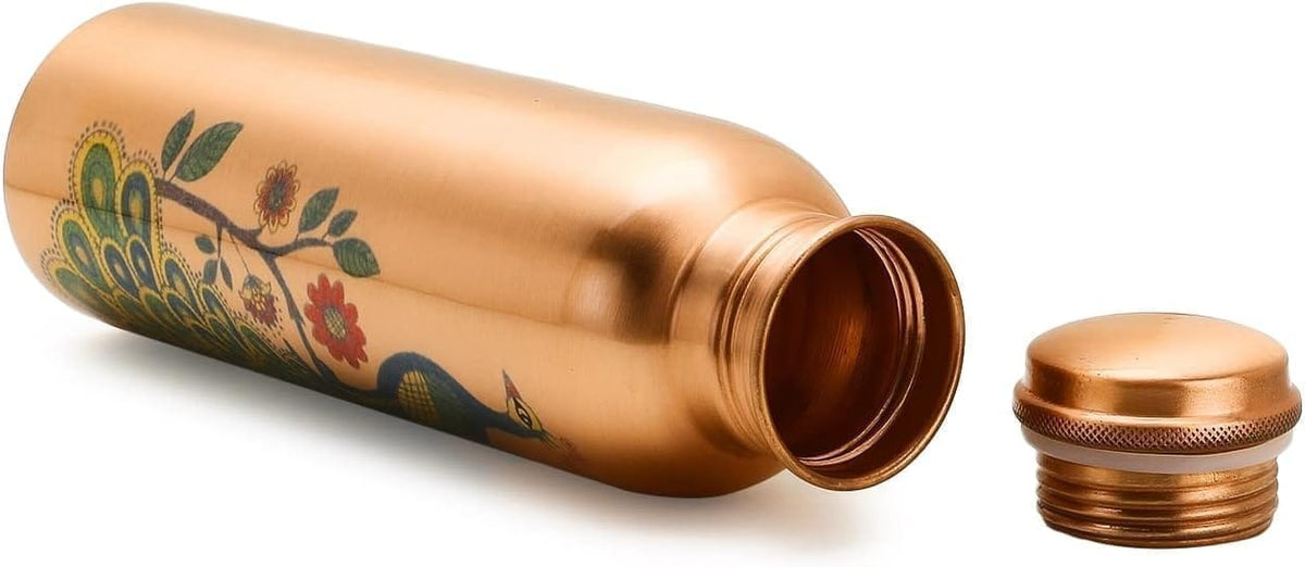 Pure Copper Drinking Water Bottle  - 2.5*2.5*10.3 Inch, 900 ML (BC079 P)