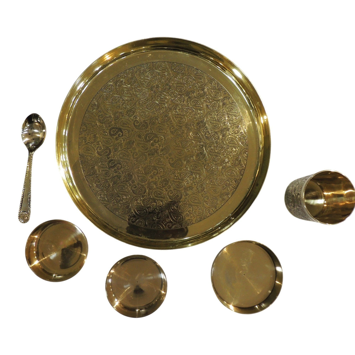 Brass Dringking Water Thali - 12*12*1.2 Inch (BC108 D)