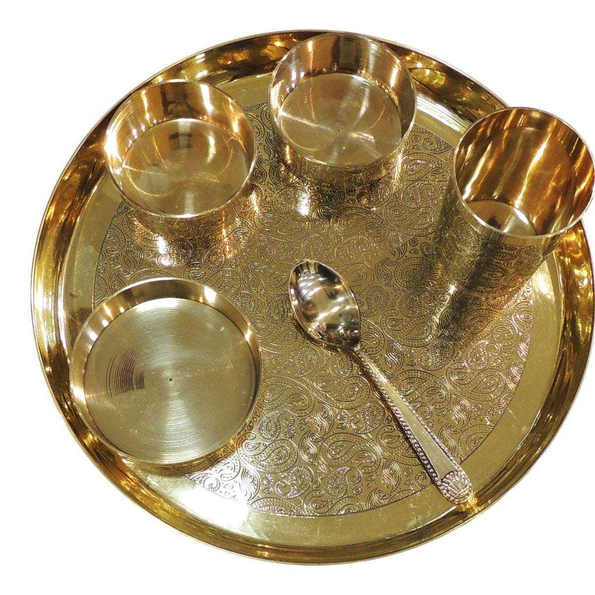 Brass Dringking Water Thali - 12*12*1.2 Inch (BC108 D)