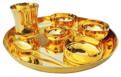 Pure Brass Export Quality Lead Free Thali Set, Set of  7 Pcs. (BC108 X)