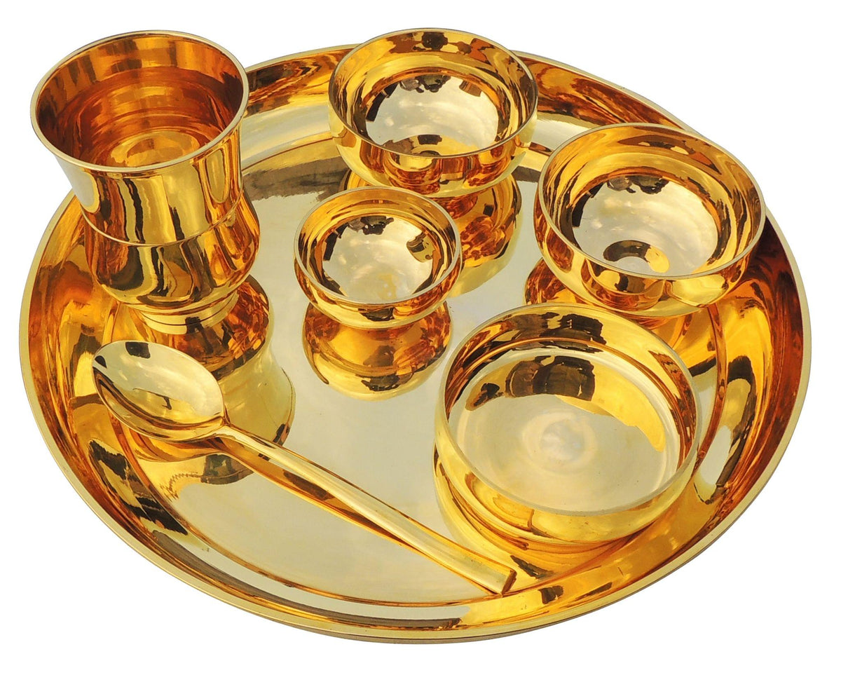 Pure Brass Export Quality Lead Free Thali Set, Set of  7 Pcs. (BC108 X)