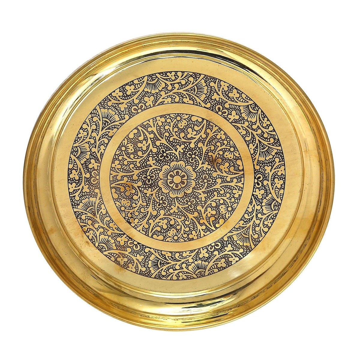 Brass Thali Embose Design - 14*14*1.2 inch (BC117 D)