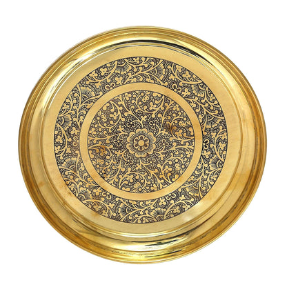 Brass Thali Embose Design - 14*14*1.2 inch (BC117 D)