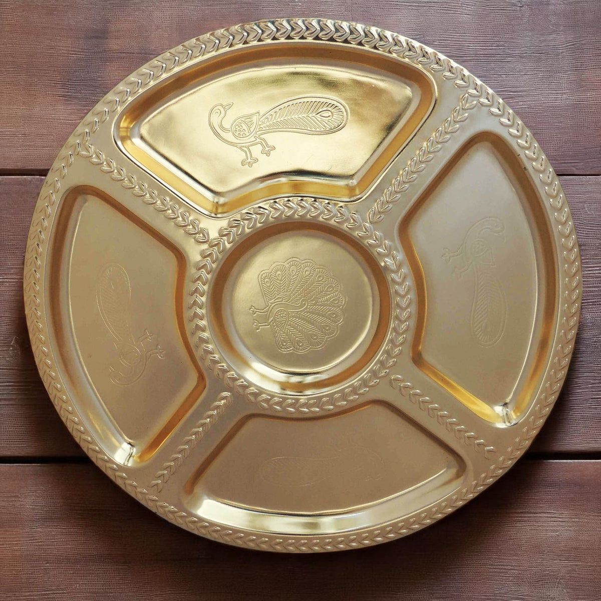 Bhojan Thal Gold - 13*13*1 inch (BC128 A)
