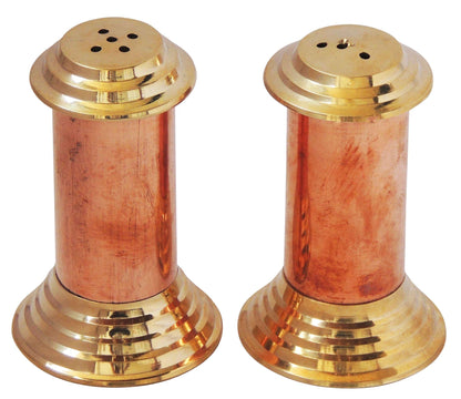 Brass and copper Namak Dani and Mirch Dani 1.5*1.5*2.8 inch (BC137 A)