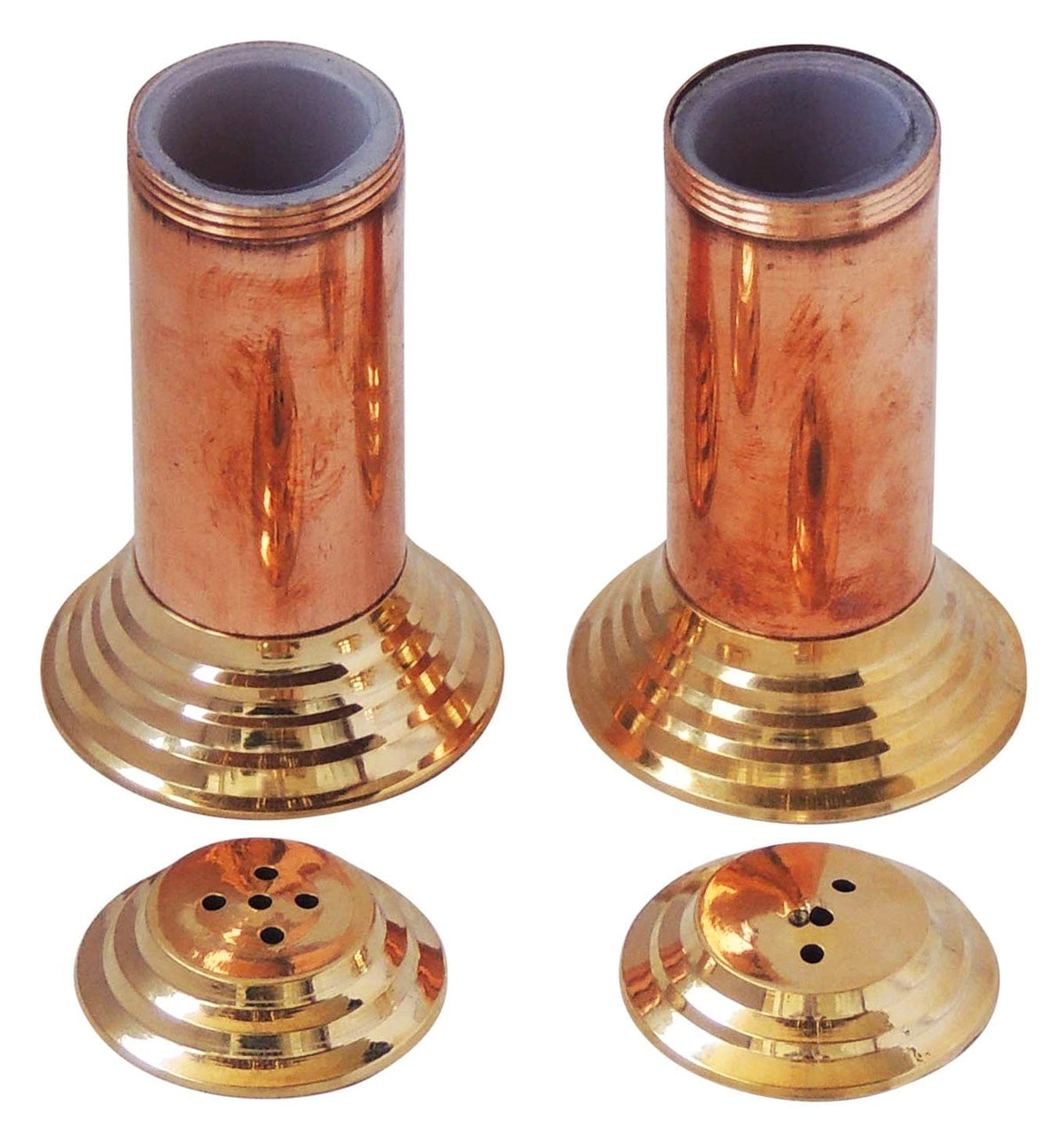 Brass and copper Namak Dani and Mirch Dani 1.5*1.5*2.8 inch (BC137 A)