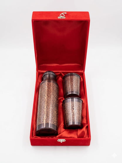 Copper Drinking Water Bottle With 2 Glass, 900 ML (BC143 G)