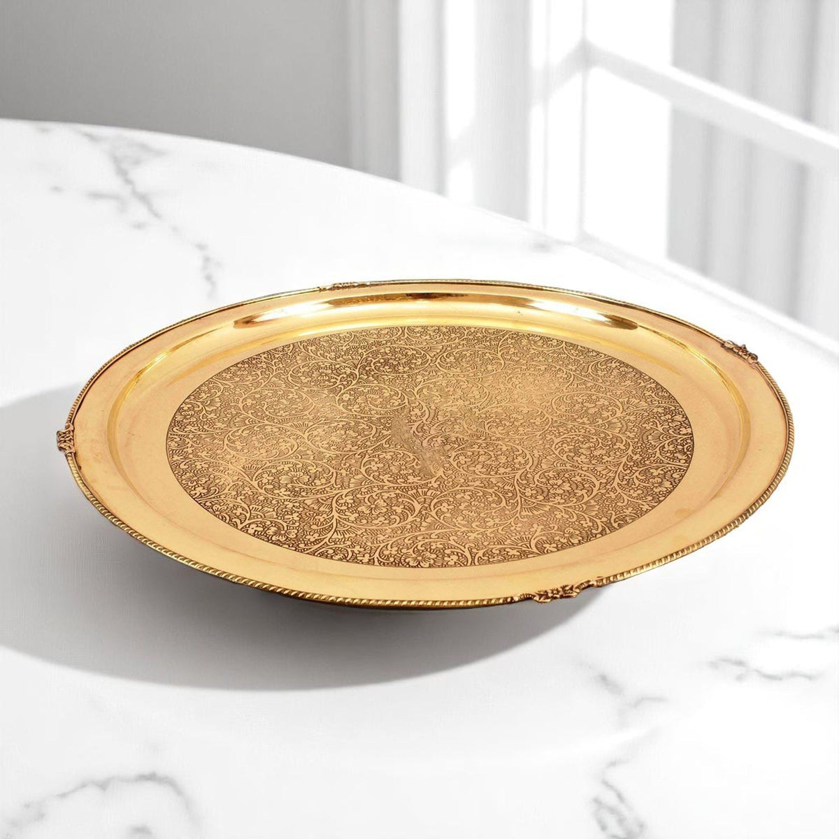 Brass Thali Embose - 14.5*14.5 Inch (BC166 C)