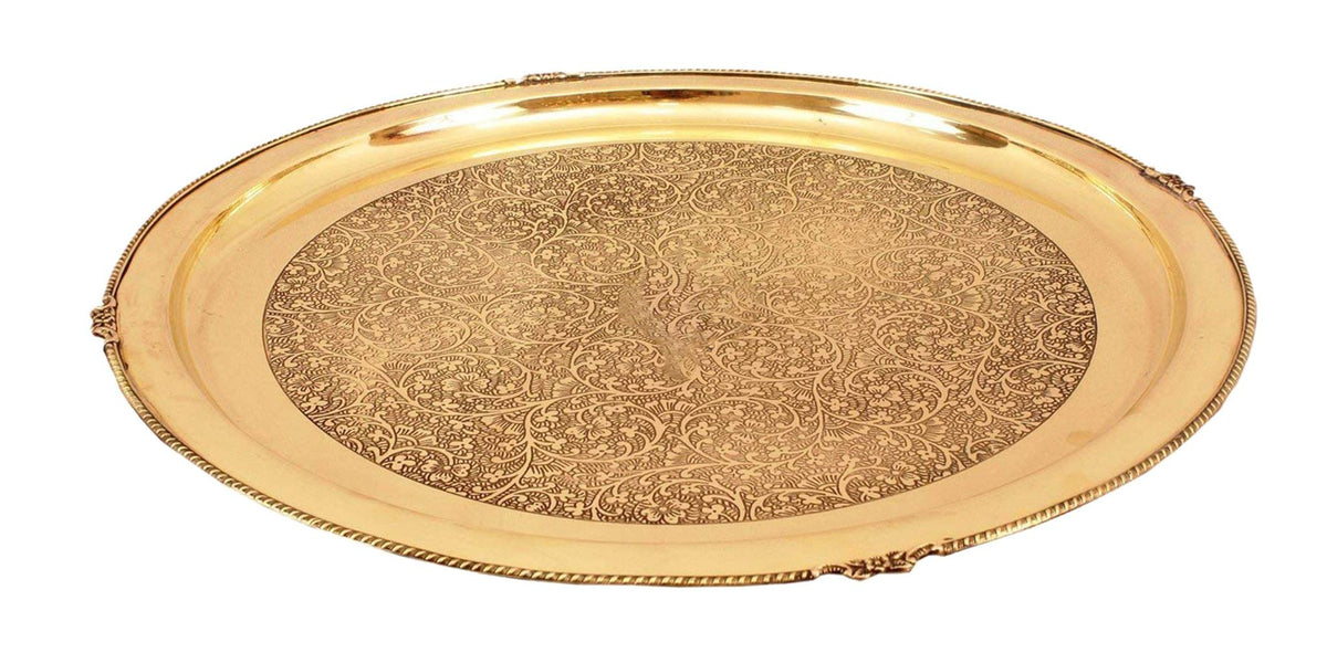 Brass Thali Embose - 14.5*14.5 Inch (BC166 C)