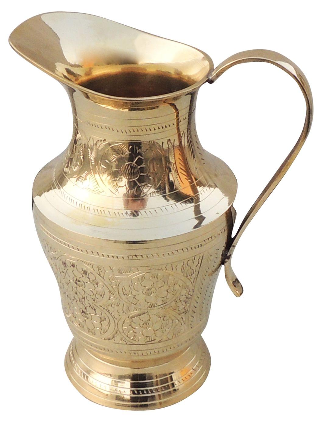 Brass Drinking Water Jug, Pitcher 1 Liter - 6.5*4.5*8.5 Inch (BC167 C)