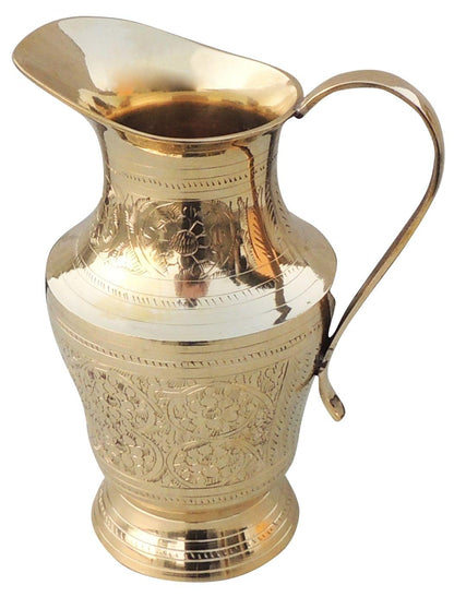 Brass Drinking Water Jug, Pitcher 1 Liter - 6.5*4.5*8.5 Inch (BC167 C)