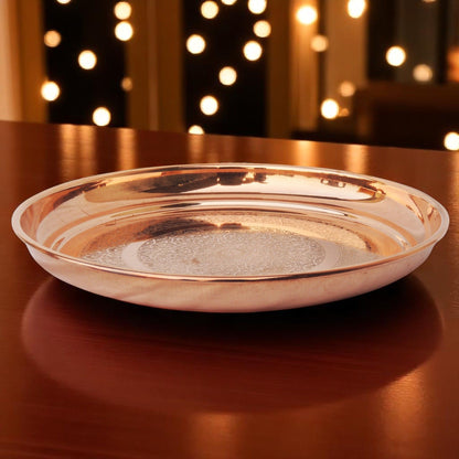 Copper Thali  - 11.5*11.5*1.5 Inch (BC168 E)