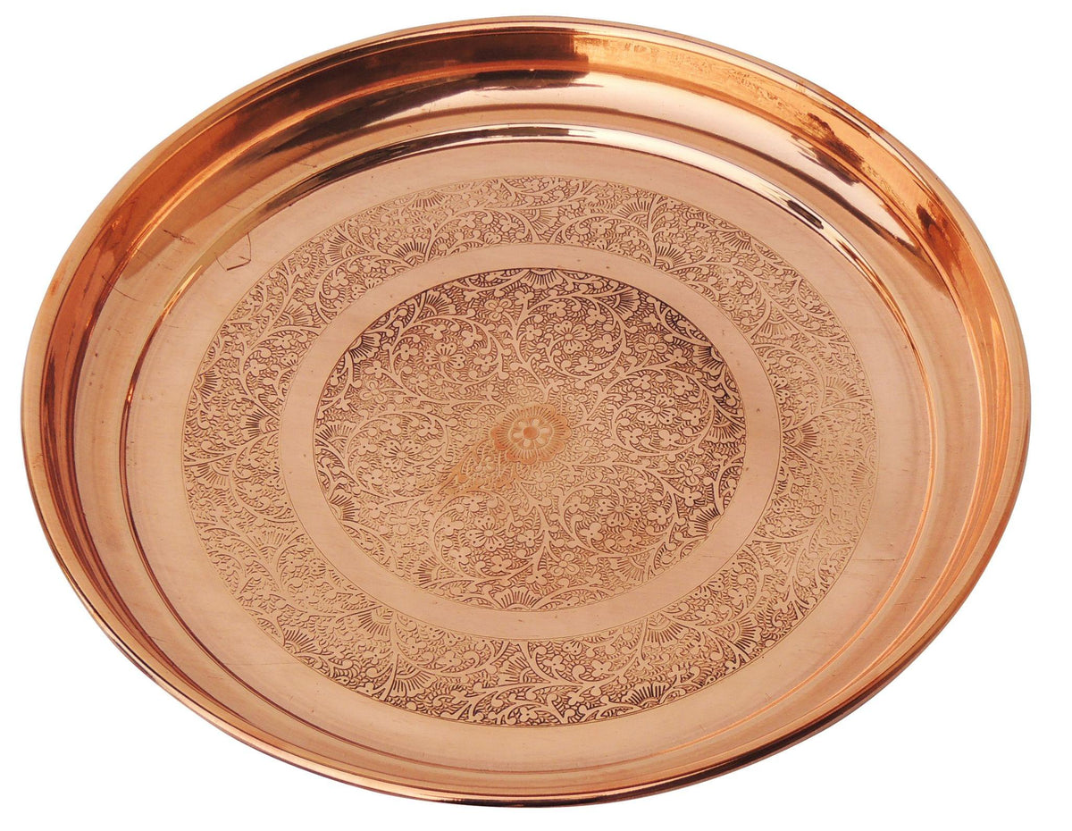 Copper Thali  - 11.5*11.5*1.5 Inch (BC168 E)