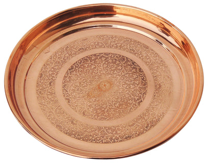 Copper Thali  - 11.5*11.5*1.5 Inch (BC168 E)
