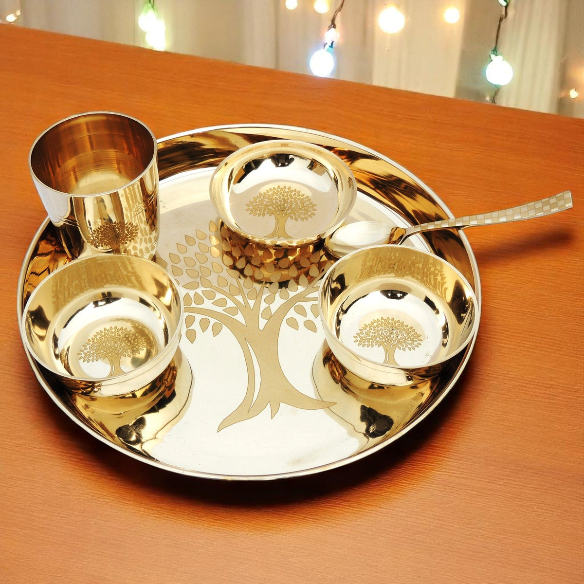Pure Bronze, Kansa Thali, Dinner Set - 11*11*1.5 Inch (BC177 C)