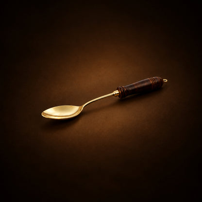 Brass Rice Spoon With Wooden Handle - 13.5*2.5*1 Inch (BC178 B)