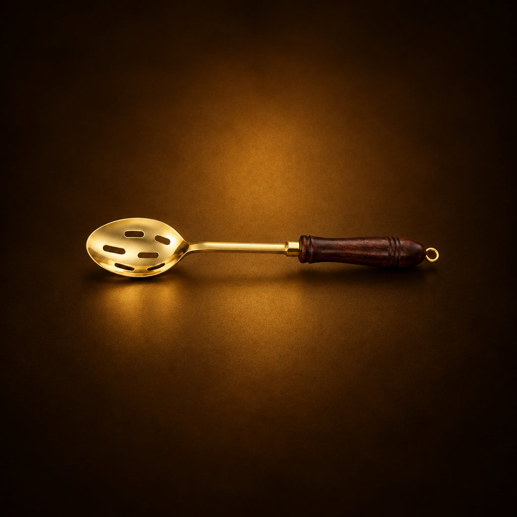 Brass Ramcha Hole With Wooden Handle - 14*2.5*1 Inch (BC178 C)