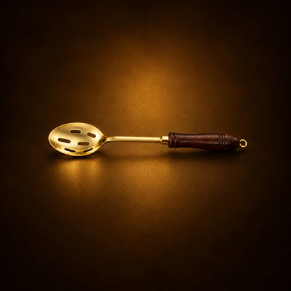 Brass Ramcha Hole With Wooden Handle - 14*2.5*1 Inch (BC178 C)