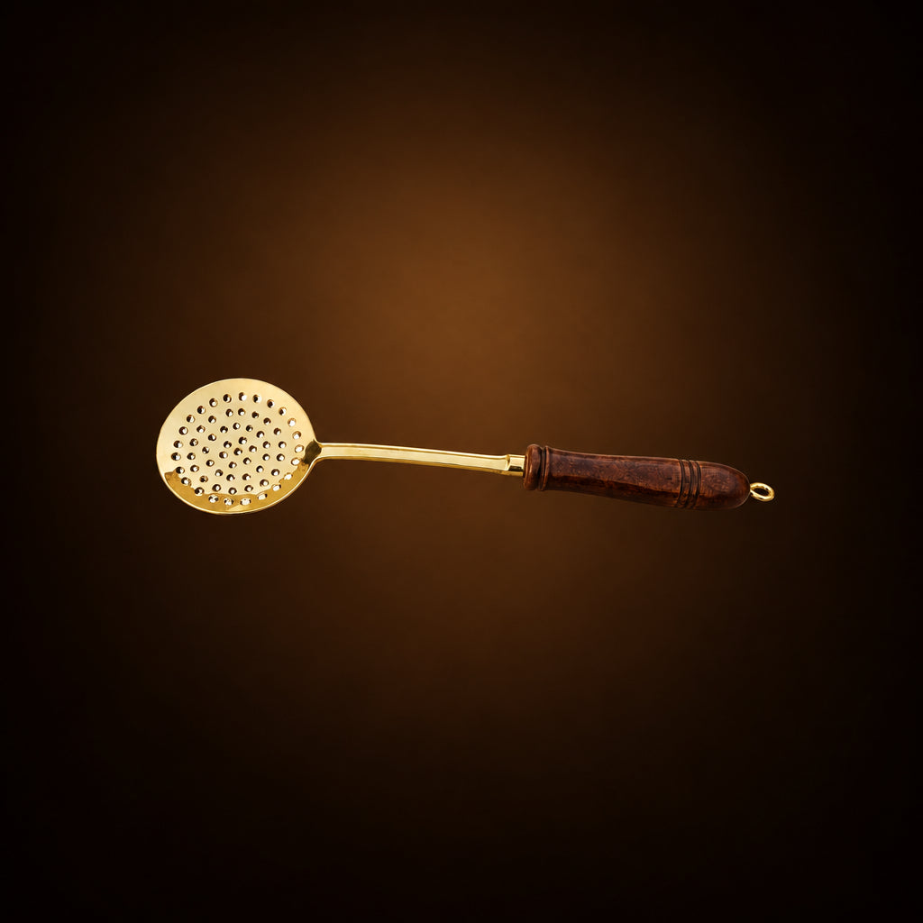 Brass Karchali Hole With Wooden Handle - 14*4*1 Inch (BC178 E)