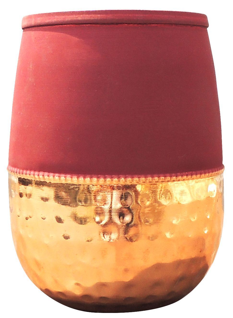Copper Damru Glass Red - 3*3*4 Inch (BC183 A)