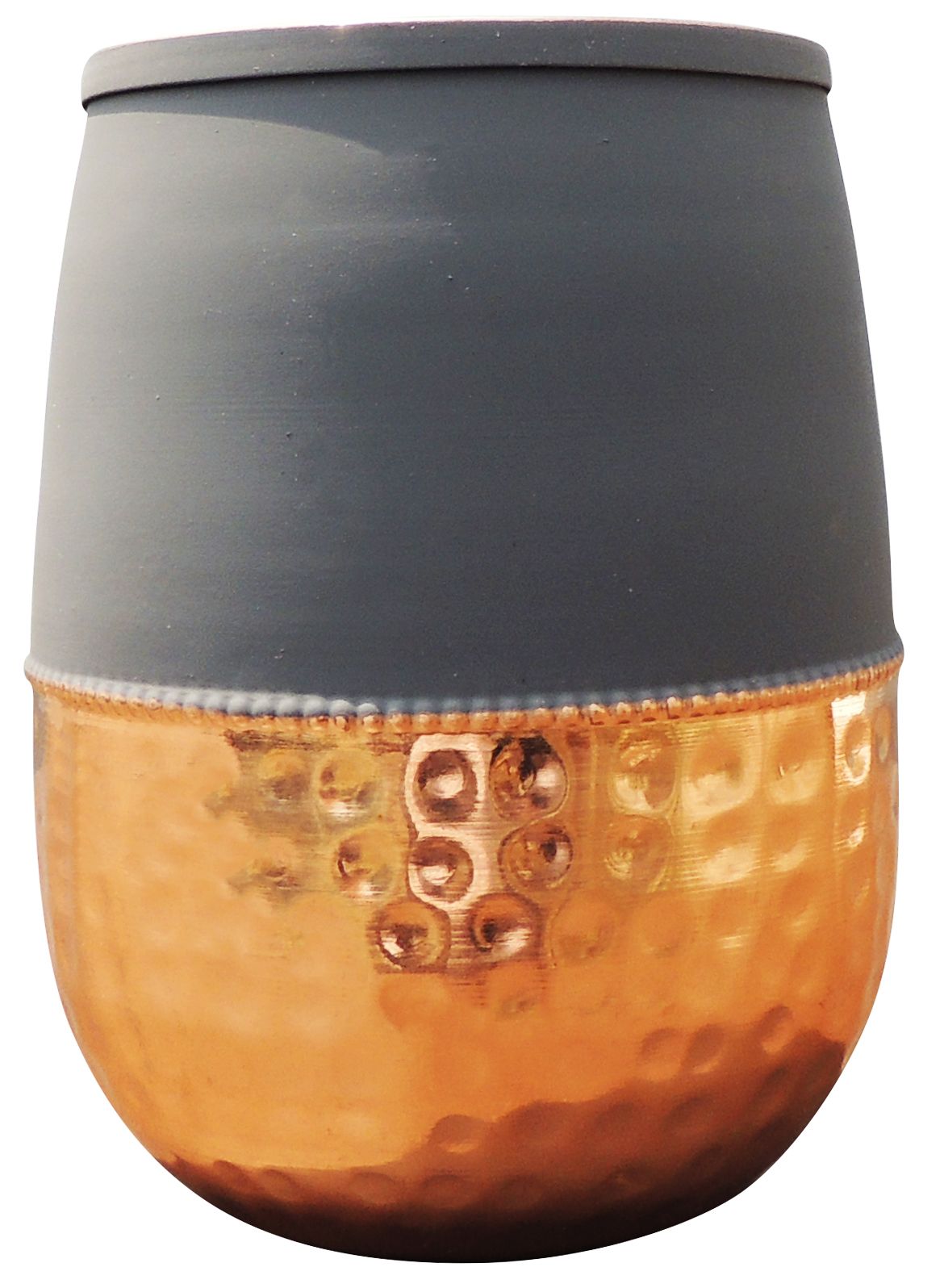 Copper Damru Glass Grey - 3*3*3.5 Inch (BC183 C)