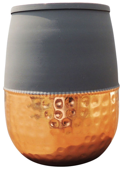 Copper Damru Glass Grey - 3*3*3.5 Inch (BC183 C)