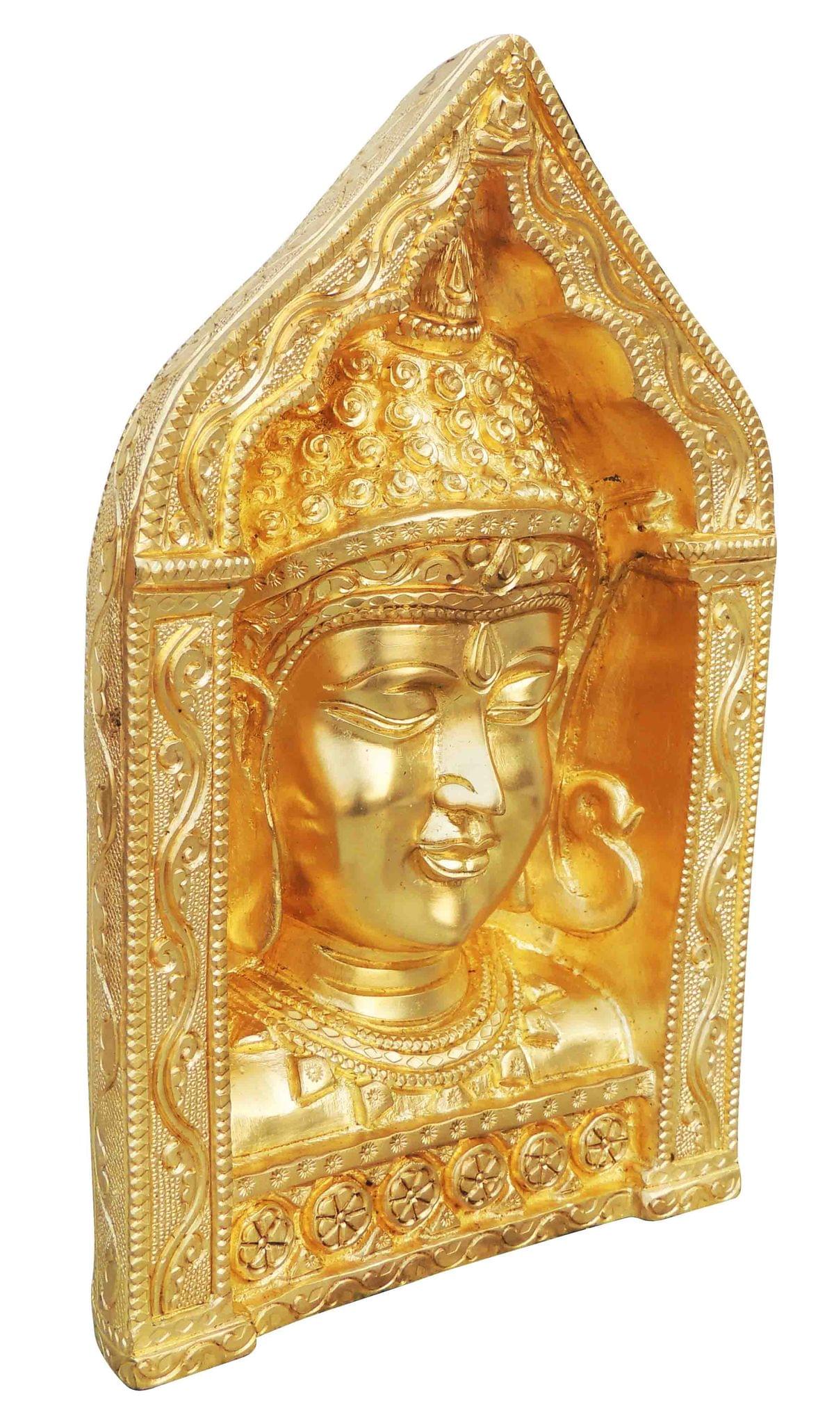 Brass Showpiece Buddha face with frame Statue  - 6*2.5*9.3 inch (BS025)