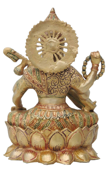 Brass Showpiece Saraswati Ji God Idol Statue  - 7.8*6.5*11 inch (BS034)