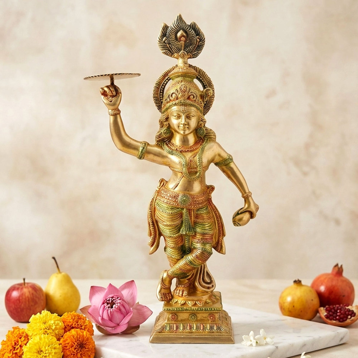 Brass Showpiece Krishan Ji With ChakraGod Idol Statue  - 7.5*7.5*29 inch (BS072)