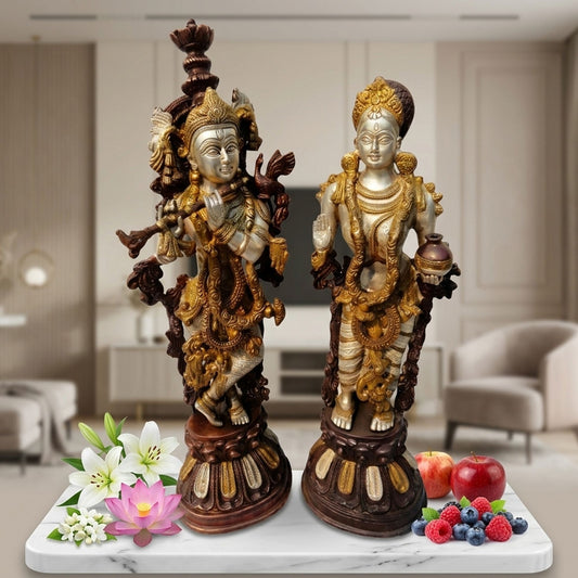 Brass Showpiece Radha Krishan Pair Statue - 7*5*22 Inch (BS074)