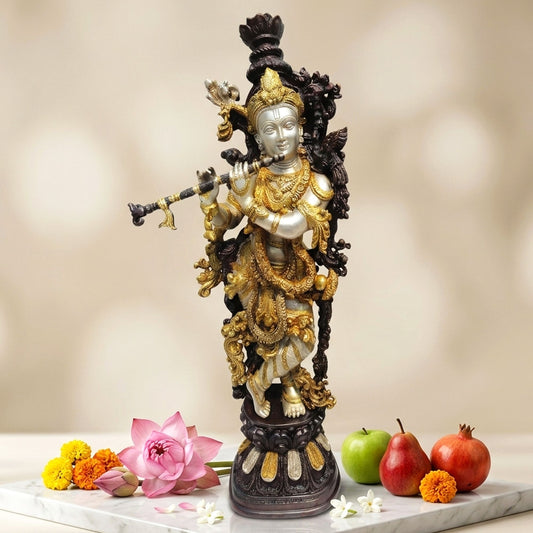 Brass Showpiece Krishna God Idol Statue  - 9*6*29 inch (BS075 K)