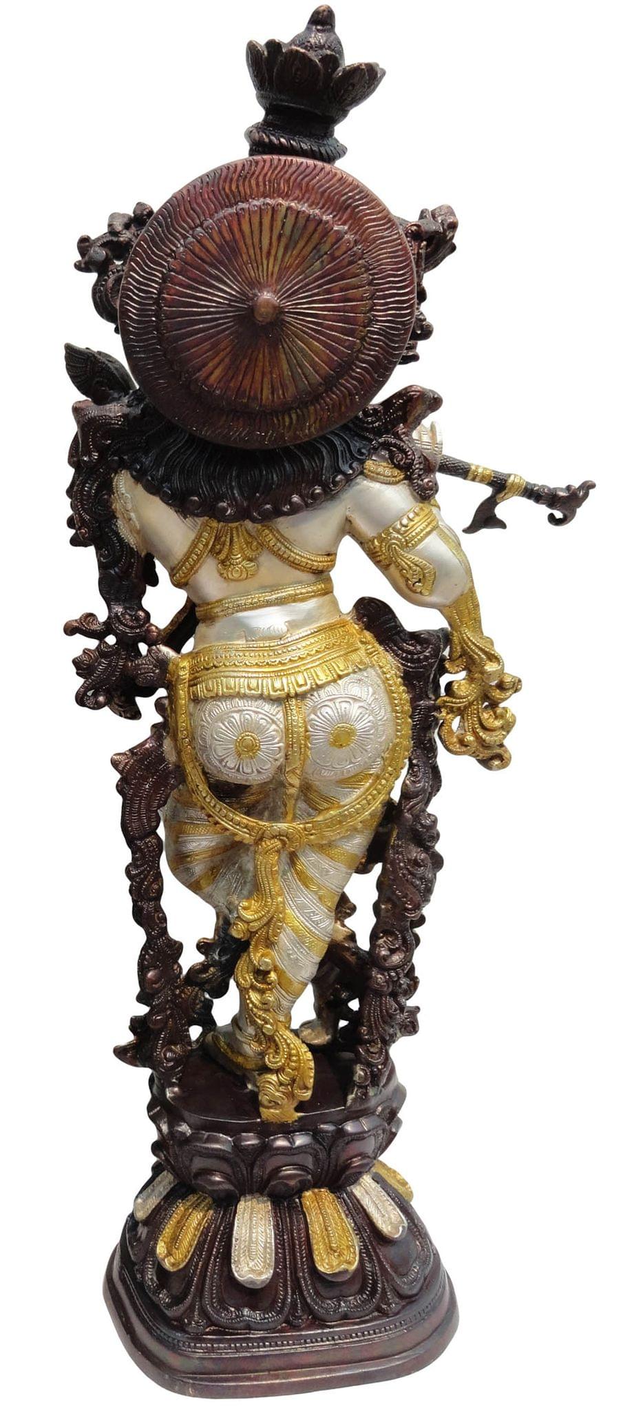 Brass Showpiece Krishna God Idol Statue  - 9*6*29 inch (BS075 K)