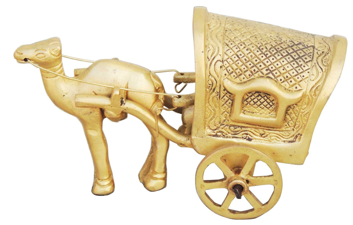 Brass Showpiece Camel Cart Roof Statue - 5*2.5*3 Inch (BS087)