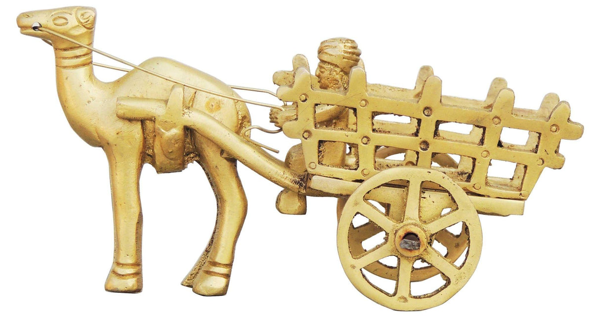 Brass Showpiece Camel Cart Without Roof Statue - 5.11*2.75*2.36 Inch (BS088)
